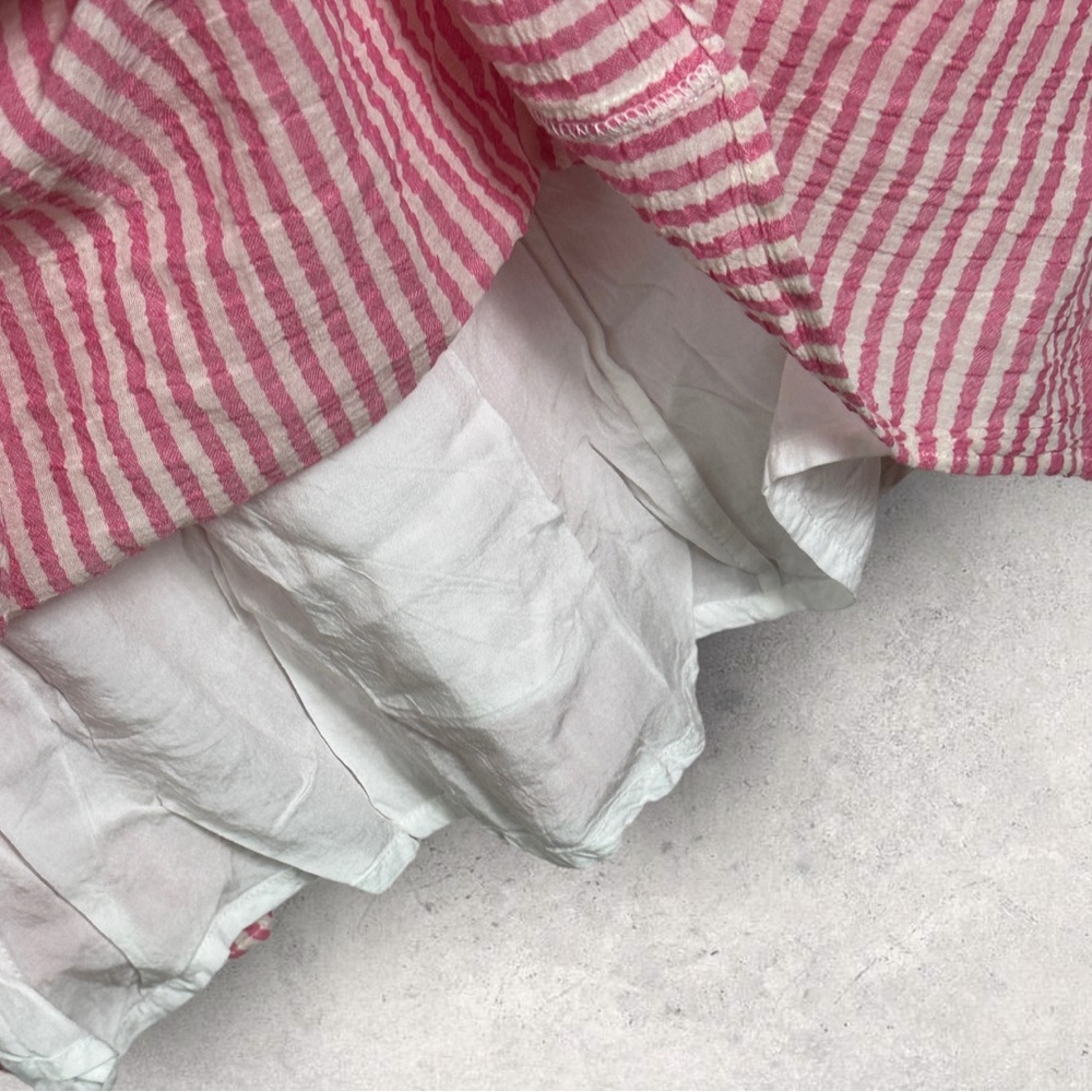 Sezane Juliette Pink Striped Midi Dress Size 34 French of US 2 Romantic Bohemian - Picture 10 of 13